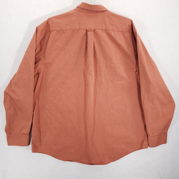 IZOD Shirt Men Extra Large Orange White Pinstripe Premium Essentials Button Down - Picture 7 of 11